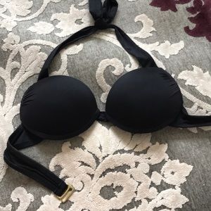 Black padded push up bathing suit top